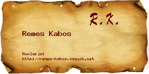 Remes Kabos névjegykártya